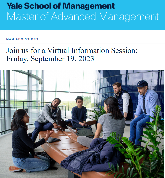 [Yale Info Session] Yale Master of Advanced Management(MAM) Virtual